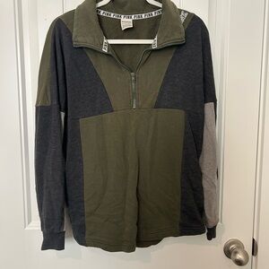 Victoria's Secret Olive and Gray Zip-Up Sweater